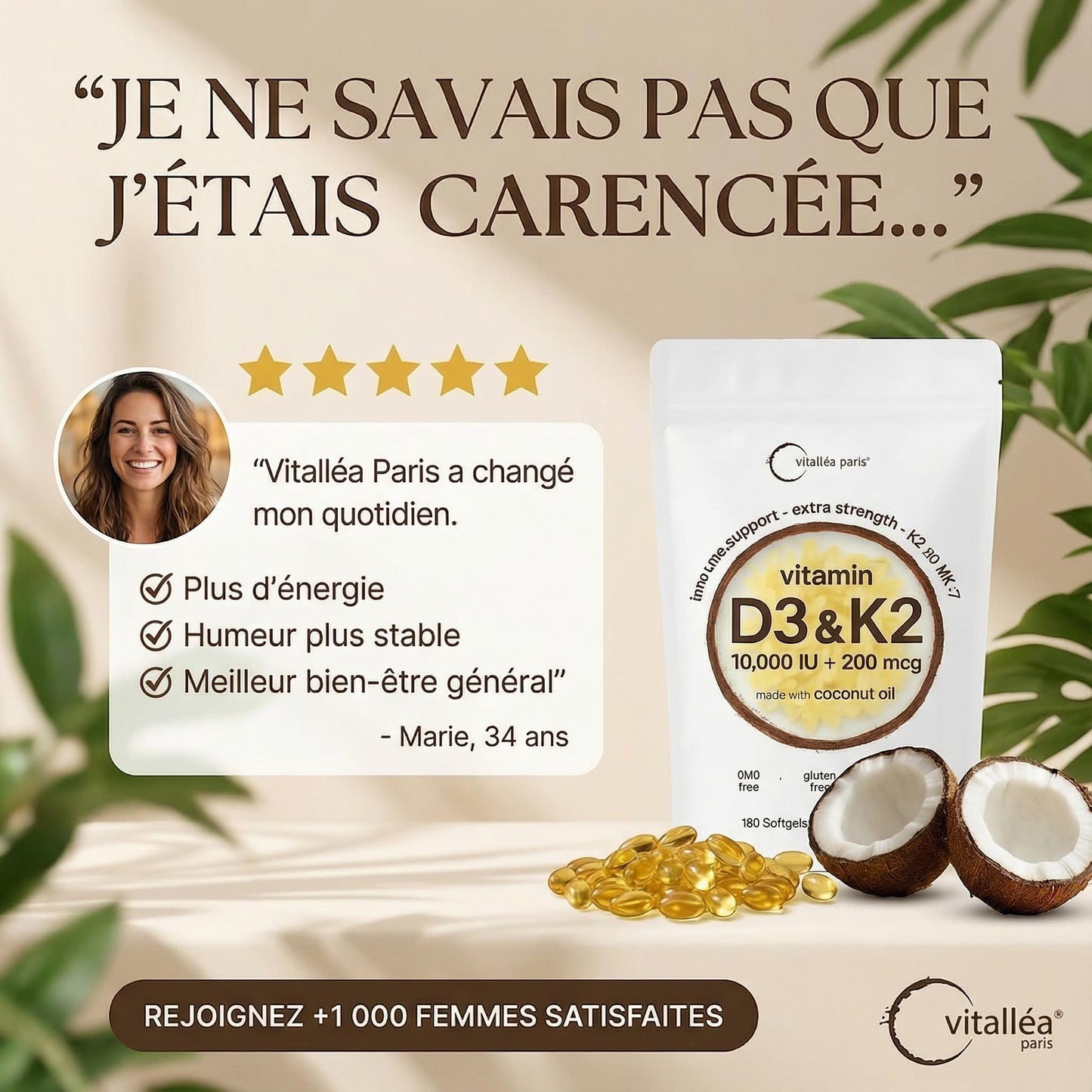 Vitalléa Paris – Vitamine D3 + K2 MK-7